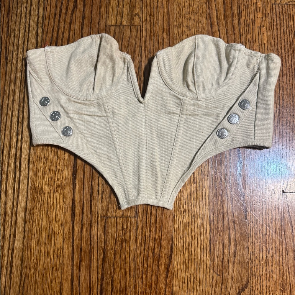 White fox corset top size small